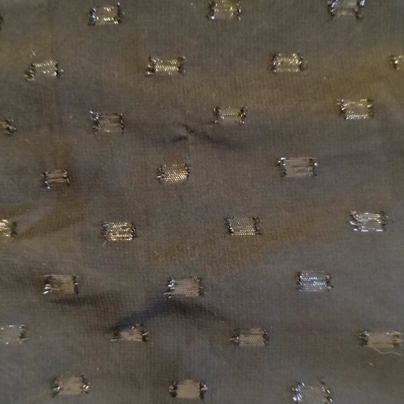 Byer M Black Sheer Chiffon Blouse Metallic Dot Pattern Open Shoulder Tiered Bell - Picture 8 of 10